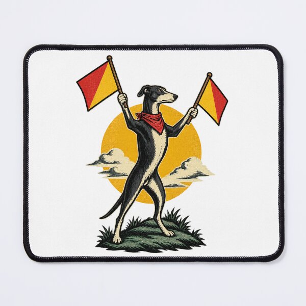 Item preview, Greyhound Semaphore Dog Illustration with Vintage Signaling Design designed and sold by SrTammutHatmakr.