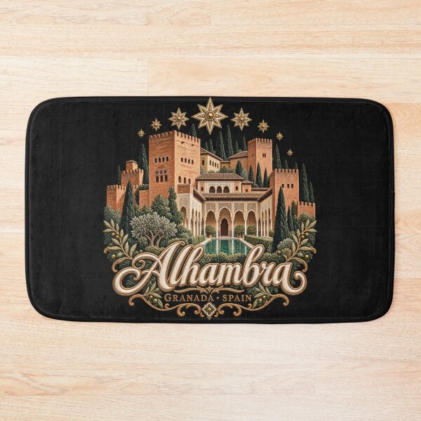 Item preview, Alhambra Granada Spain – Embroidery Style Palace Art with Golden Stars designed and sold by Emoji Emblems.
