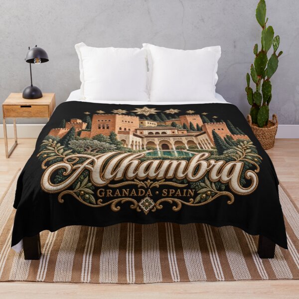 Item preview, Alhambra Granada Spain – Embroidery Style Palace Art with Golden Stars designed and sold by Emoji Emblems.