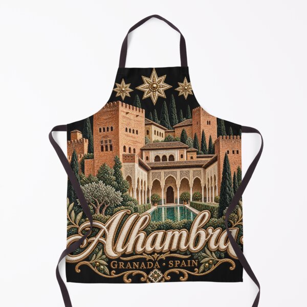 Item preview, Alhambra Granada Spain – Embroidery Style Palace Art with Golden Stars designed and sold by Emoji Emblems.