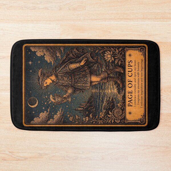 Item preview, Page of Cups Tarot Card - Intuition, Creativity & Emotional Discovery Illustration designed and sold by ArcanaAbsolute.
