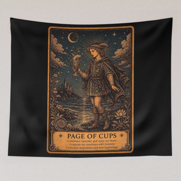 Item preview, Page of Cups Tarot Card - Intuition, Creativity & Emotional Discovery Illustration designed and sold by ArcanaAbsolute.