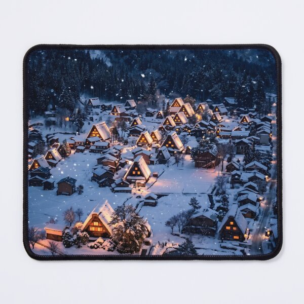 Item preview, Snowy Shirakawa-go Village Night Photography designed and sold by conohitoAI-ArtGallery.
