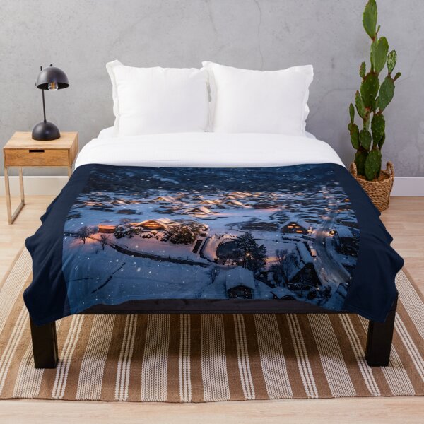 Item preview, Fotografía nocturna del pueblo nevado de Shirakawa-go designed and sold by conohitoAI-ArtGallery.