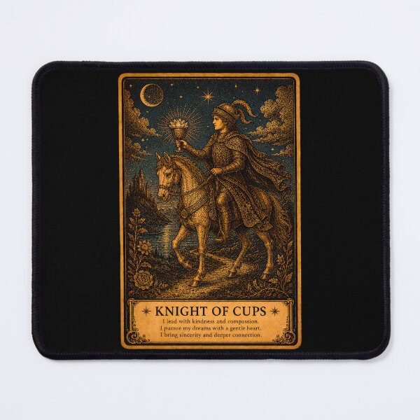 Item preview, Knight of Cups Tarot Card - Passion & Emotional Adventure Illustration designed and sold by ArcanaAbsolute.