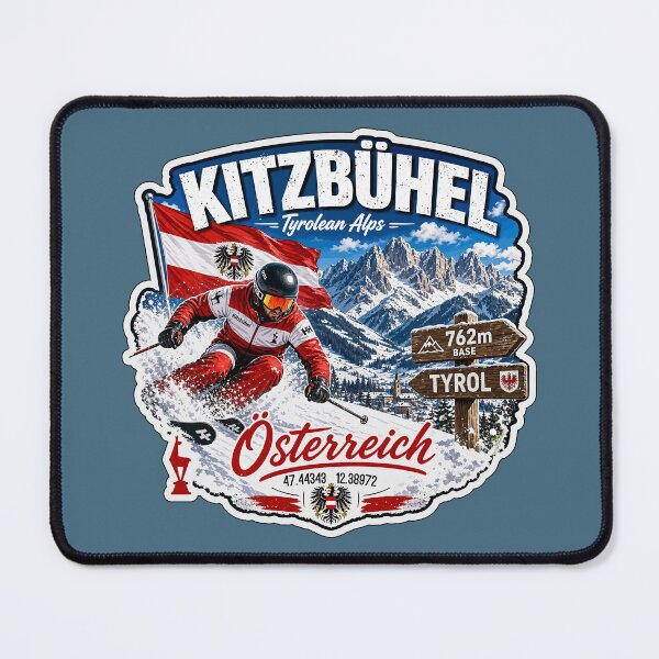 Item preview, Kitzbuhel Austria Tyrol Ski Sticker TShirt 07 designed and sold by OuterShellUK.