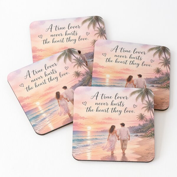 Item preview, True Love Beach Couple Watercolor Quote designed and sold by joyorashop.