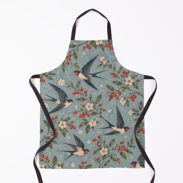 Item preview, Vintage Swallows & Berries Pattern designed and sold by Glottopia.