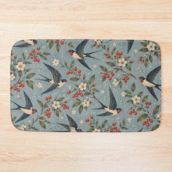 Item preview, Vintage Swallows & Berries Pattern designed and sold by Glottopia.