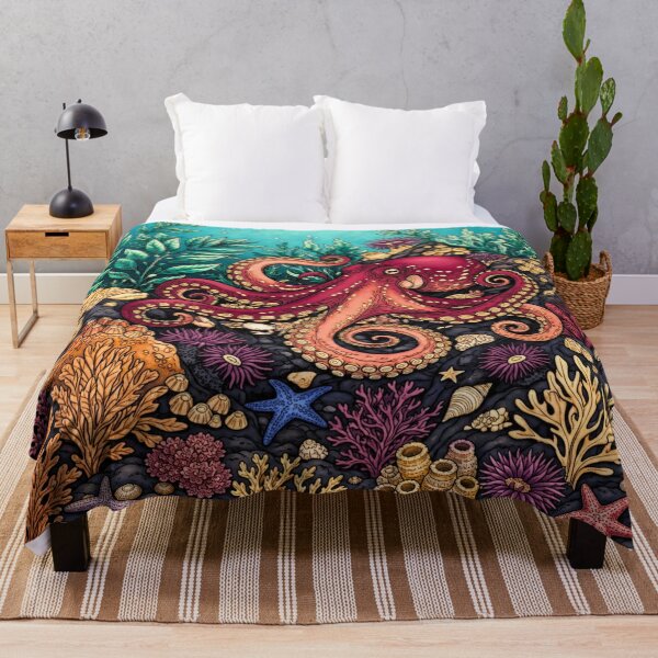 Item preview, Majestic Sea Creatures - Vibrant Octopus in Coral Reef designed and sold by ScenicRoute66.