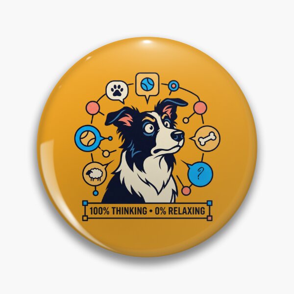 Item preview, Relatable Funny Border Collie Brain Overthinking Dog Stressed Face Graphic Design Vector Art designed and sold by BiniClicks.