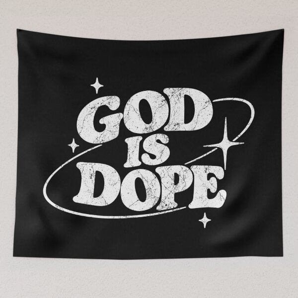 Item preview, God Is Dope Retro Christian White Typography designed and sold by pixiedustpaint.