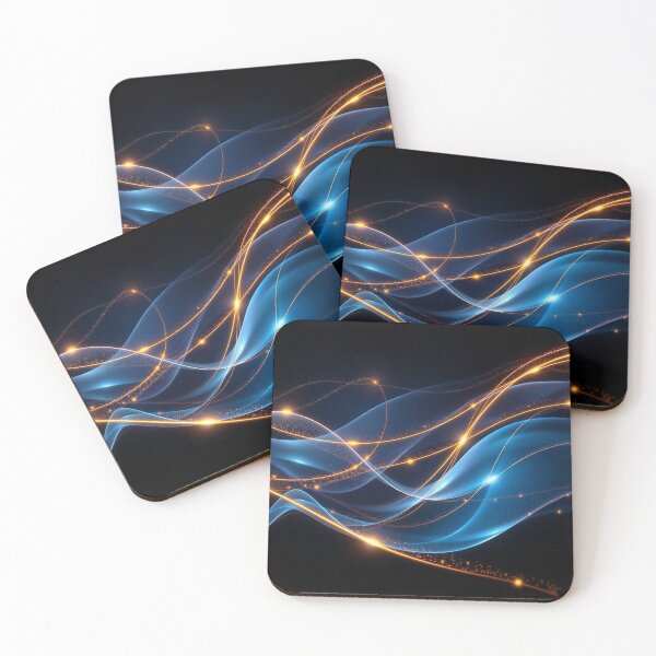 Item preview, Blue Gold Cosmic Wave Abstract Space Digital Art designed and sold by IntelliMindDesigns.