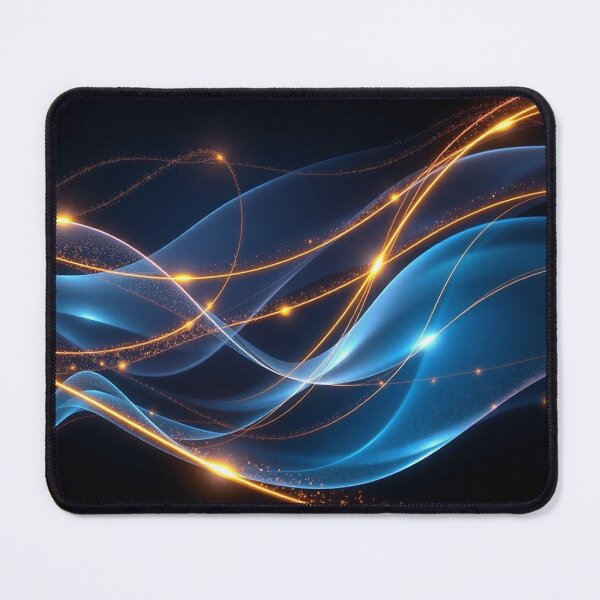 Item preview, Blue Gold Cosmic Wave Abstract Space Digital Art designed and sold by IntelliMindDesigns.
