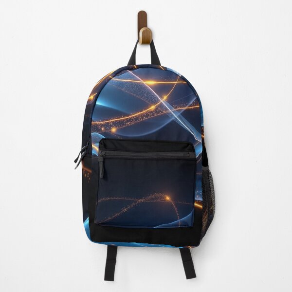 Item preview, Blue Gold Cosmic Wave Abstract Space Digital Art designed and sold by IntelliMindDesigns.