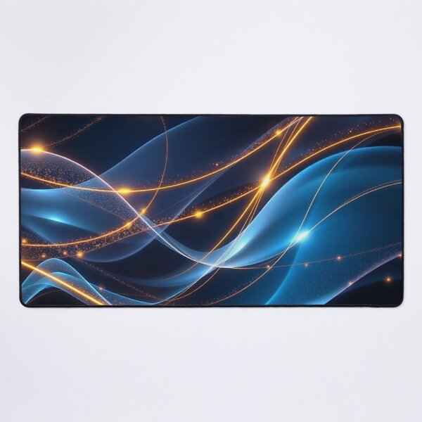 Item preview, Blue Gold Cosmic Wave Abstract Space Digital Art designed and sold by IntelliMindDesigns.