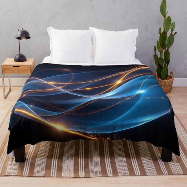 Item preview, Blue Gold Cosmic Wave Abstract Space Digital Art designed and sold by IntelliMindDesigns.