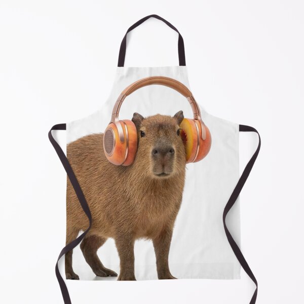 Item preview, Chill Capybara with Peach Fruit Headphones  designed and sold by Sulco Design.