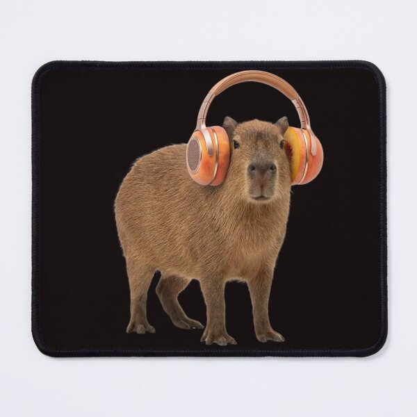 Item preview, Chill Capybara with Peach Fruit Headphones designed and sold by Sulco Design.