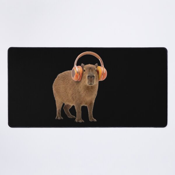 Item preview, Chill Capybara with Peach Fruit Headphones designed and sold by Sulco Design.