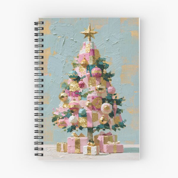 Item preview, Textured Pastel Pink Christmas Tree Oil Painting designed and sold by colorful-white.