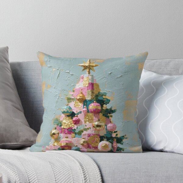 Item preview, Textured Pastel Pink Christmas Tree Oil Painting designed and sold by colorful-white.
