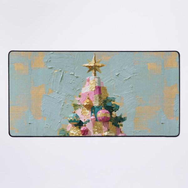 Item preview, Textured Pastel Pink Christmas Tree Oil Painting designed and sold by colorful-white.