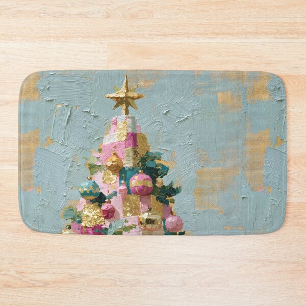 Item preview, Textured Pastel Pink Christmas Tree Oil Painting designed and sold by colorful-white.