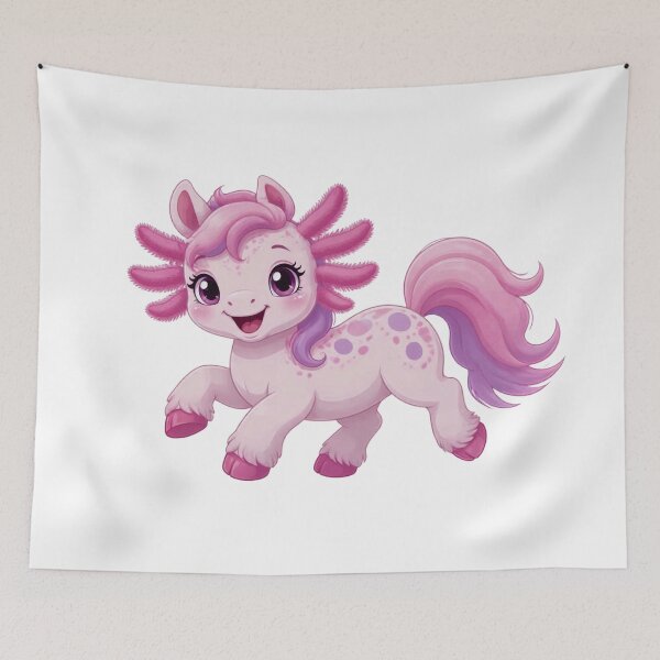 Item preview, Cute Smiling Axolotl Pony Magical Fantasy Creature designed and sold by Mementoo.