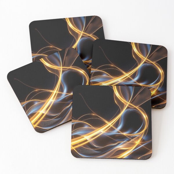 Item preview, Gold Blue Dynamic Light Wave Abstract Energy Art designed and sold by IntelliMindDesigns.
