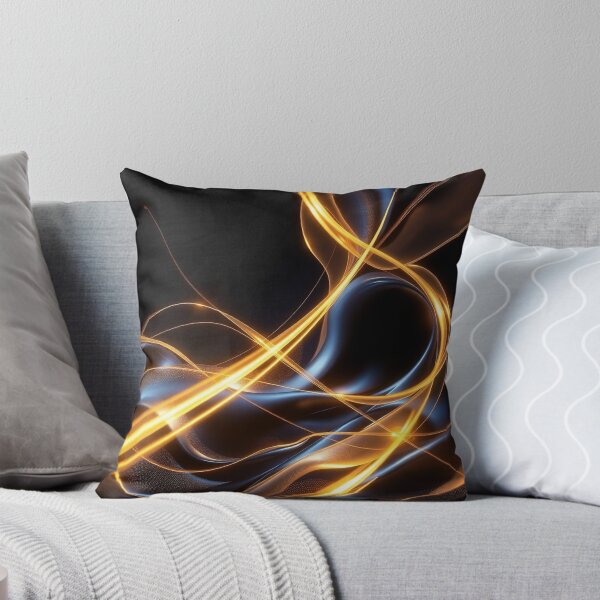 Item preview, Gold Blue Dynamic Light Wave Abstract Energy Art designed and sold by IntelliMindDesigns.