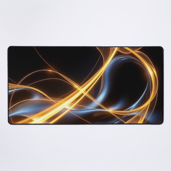 Item preview, Gold Blue Dynamic Light Wave Abstract Energy Art designed and sold by IntelliMindDesigns.