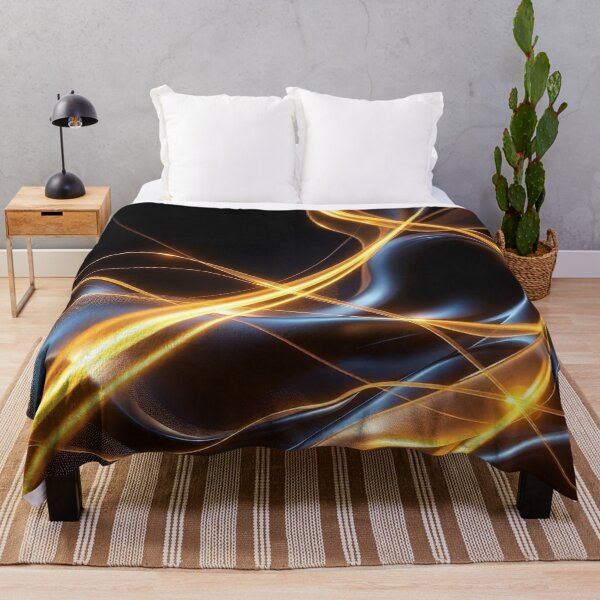 Item preview, Gold Blue Dynamic Light Wave Abstract Energy Art designed and sold by IntelliMindDesigns.