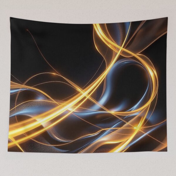 Item preview, Gold Blue Dynamic Light Wave Abstract Energy Art designed and sold by IntelliMindDesigns.