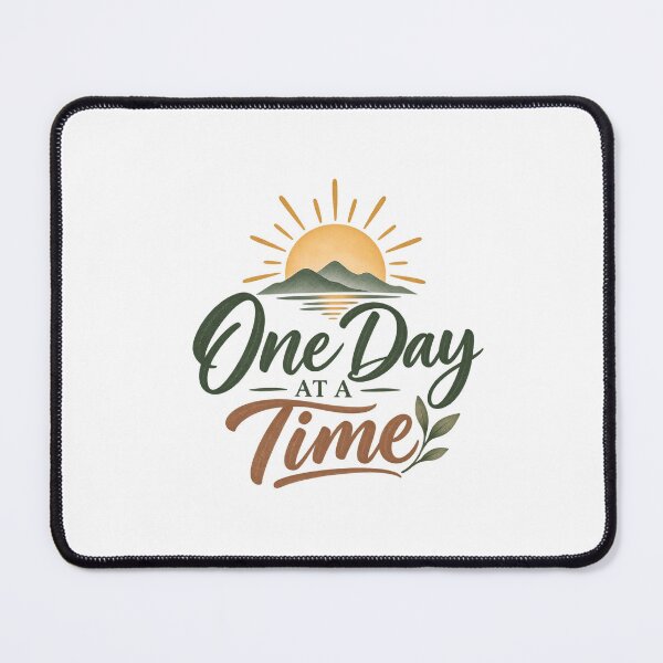 Item preview, One Day At A Time – Recovery & Sobriety Inspirational Quote designed and sold by GentleRecovery.