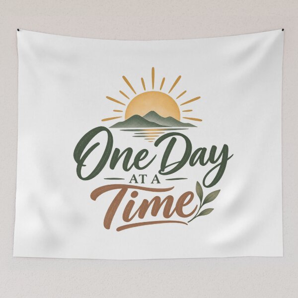 Item preview, One Day At A Time – Recovery & Sobriety Inspirational Quote designed and sold by GentleRecovery.