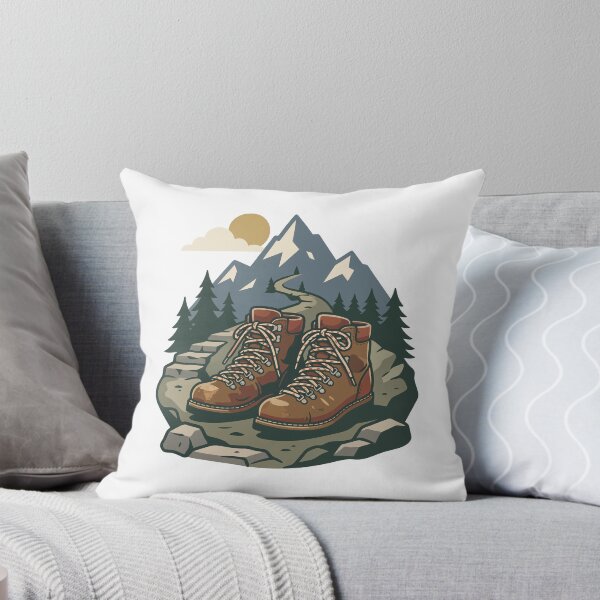 Item preview, Hiking Boots and Mountain Trail Adventure Nature Design designed and sold by Mellow Doodle Co..