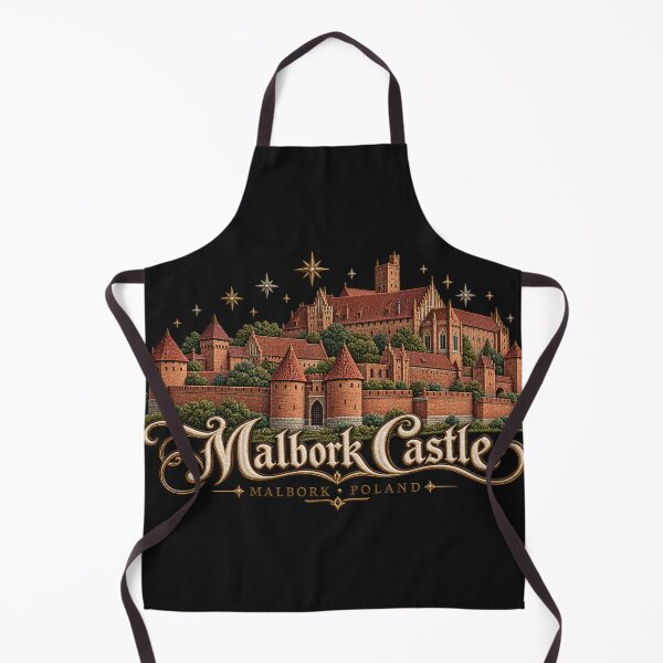 Item preview, Malbork Castle Poland – Embroidery Style Medieval Fortress with Golden Stars designed and sold by Emoji Emblems.