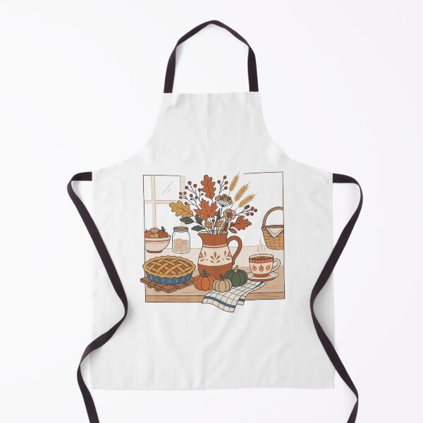 Item preview, Cozy Autumn Kitchen Table Still Life with Pumpkin Pie designed and sold by Mellow Doodle Co..