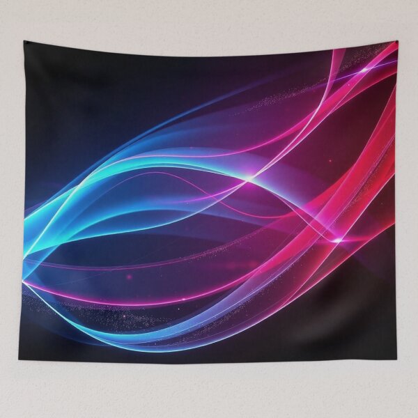 Item preview, Pink Blue Neon Wave Abstract Cyberpunk Digital Art designed and sold by IntelliMindDesigns.