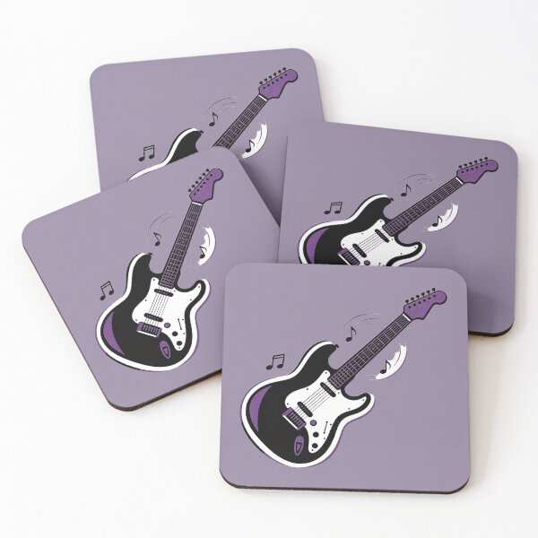 Item preview, Electric guitar with musical notes in shades of purple and black designed and sold by mixoubraw.