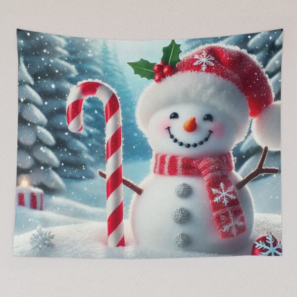 Item preview, Winter Wonderland Delight: Snowman Holding a Candy Cane designed and sold by Beyond Threaded.