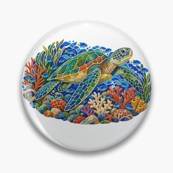 Item preview, Sea Turtle Mosaic Coral Reef designed and sold by SiripornSeaynng.