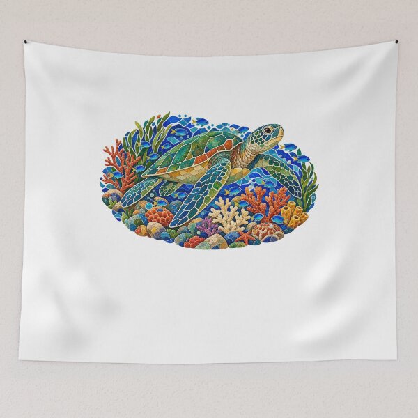 Item preview, Sea Turtle Mosaic Coral Reef designed and sold by SiripornSeaynng.