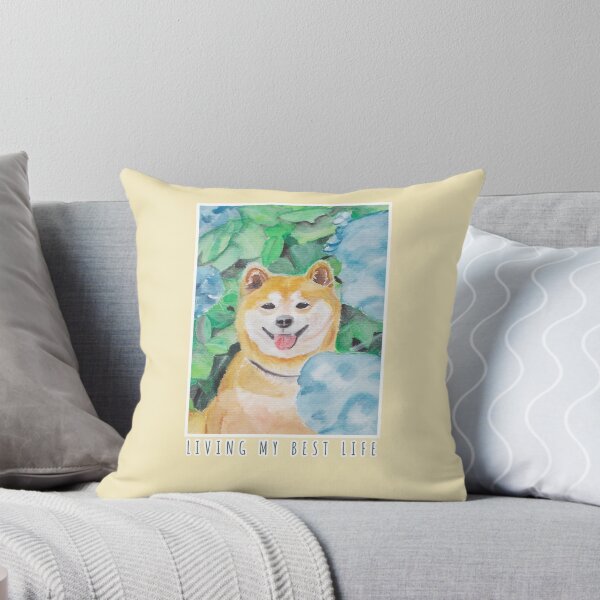 Item preview, Shiba Living His Best Life - Funny Japanese Dog Watercolor designed and sold by viviwildpaint.
