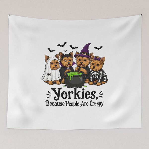 Item preview, Yorkies Halloween Costumes Ghost Vampire Pumpkin Skeleton Art designed and sold by Dmo3HarkoArt.
