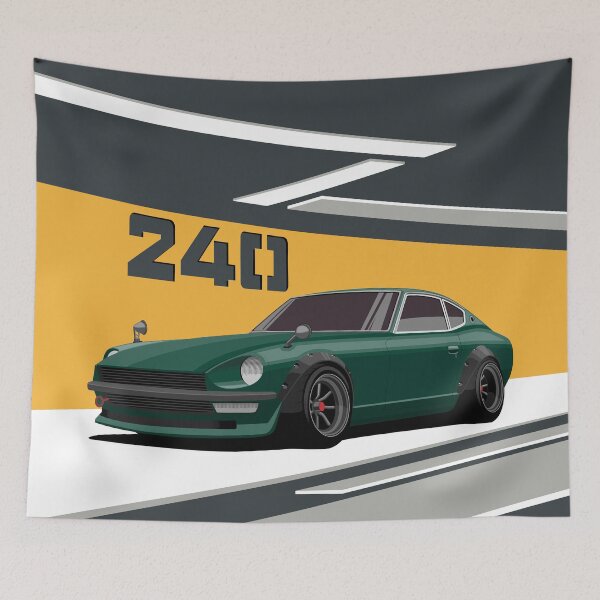 Item preview, 240Z green illustration designed and sold by ElseWorldDesign.