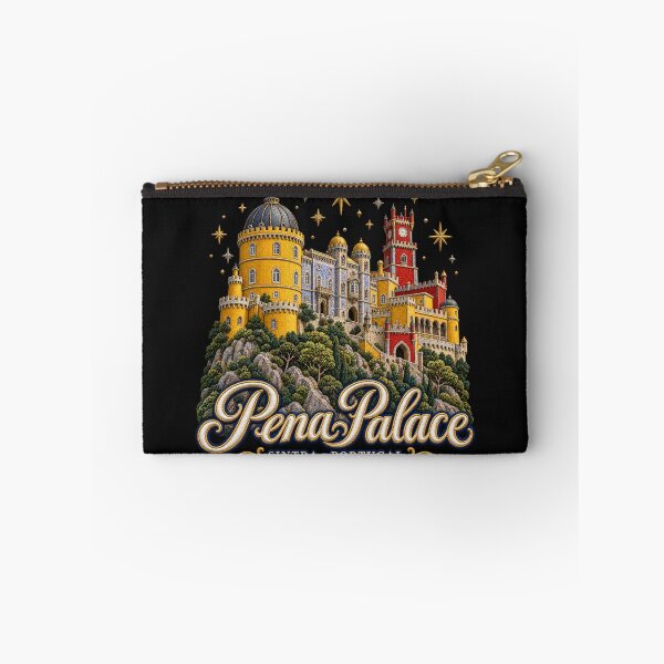 Item preview, Pena Palace Sintra Portugal – Colourful Embroidery Style Castle Art with Stars designed and sold by Emoji Emblems.