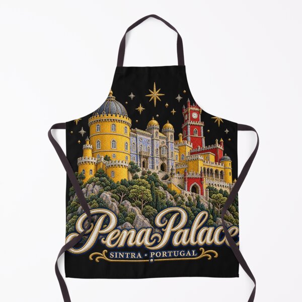 Item preview, Pena Palace Sintra Portugal – Colourful Embroidery Style Castle Art with Stars designed and sold by Emoji Emblems.
