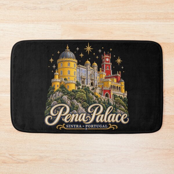 Item preview, Pena Palace Sintra Portugal – Colourful Embroidery Style Castle Art with Stars designed and sold by Emoji Emblems.